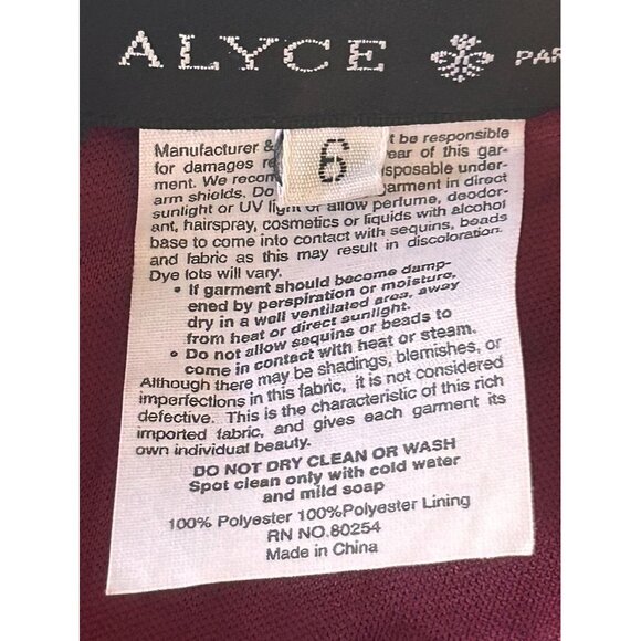 Alyce Paris Formal Floor-Length Skirt Size 6 Burgundy Polyester Womens Evening W - Picture 5 of 6